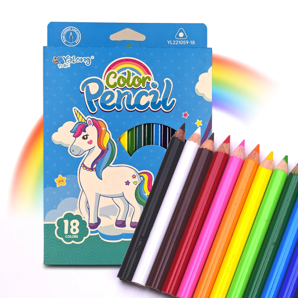Yalong Color Pencils Triangle Pole Pack of 18 for Art Drawing