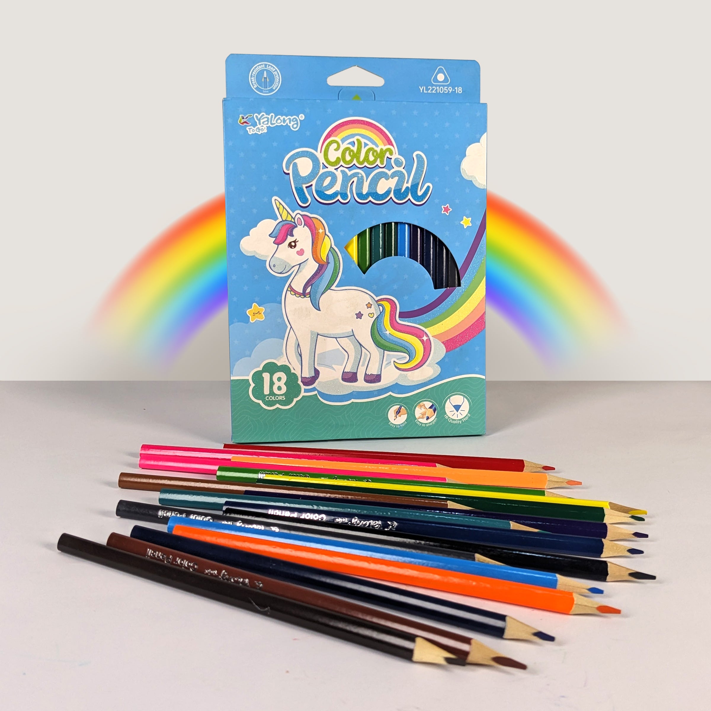 Yalong Color Pencils Triangle Pole Pack of 18 for Art Drawing