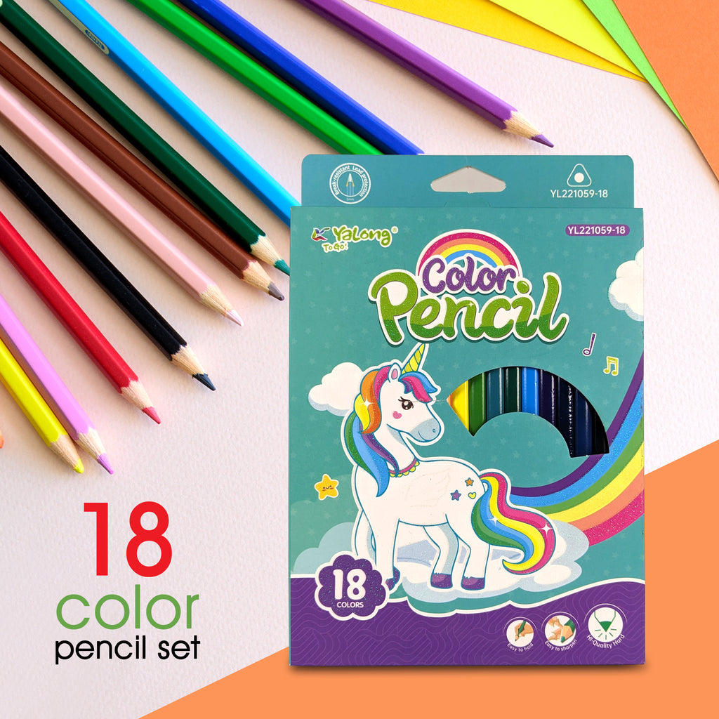 Yalong Color Pencils Triangle Pole Pack of 18 for Art Drawing