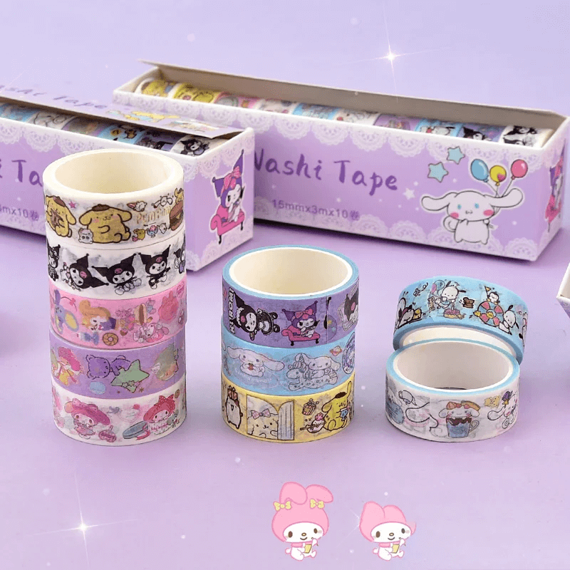 Cute Sanrio Washi Tape Set – 10 Rolls
