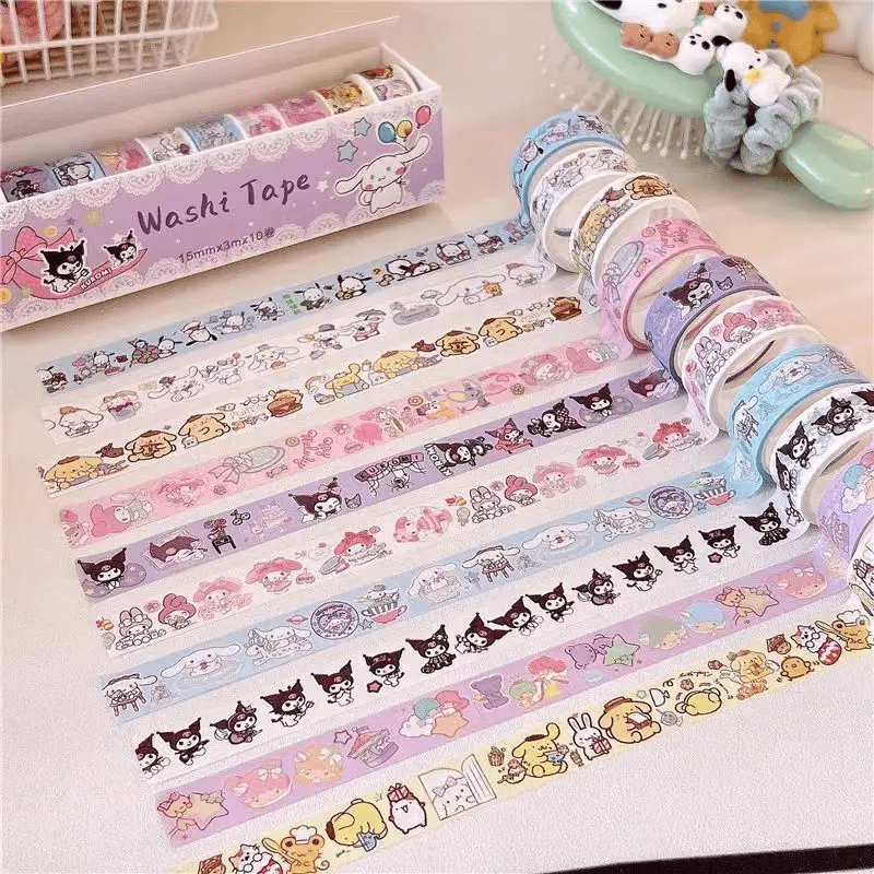 Cute Sanrio Washi Tape Set – 10 Rolls