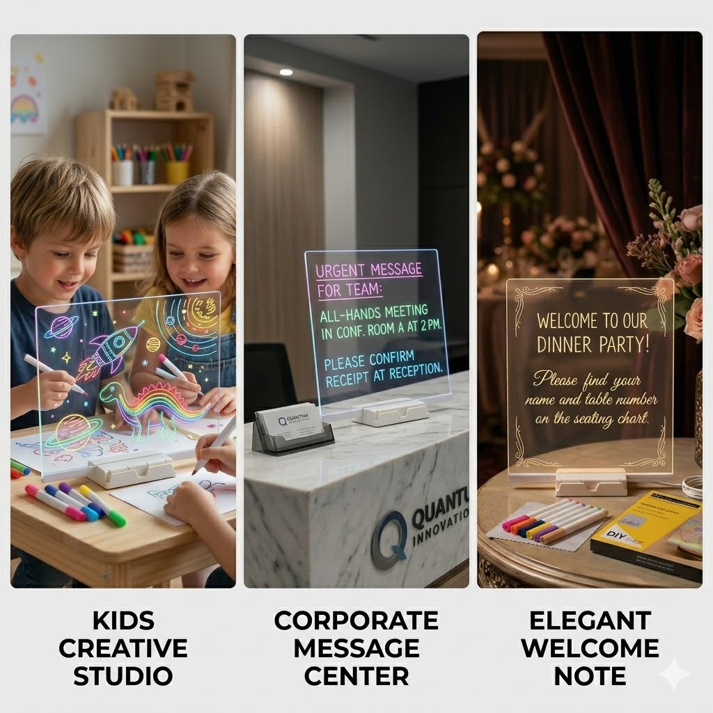 DIY LED Writing Board – Colorful Acrylic Note Pad with Stand & Reusable Pens