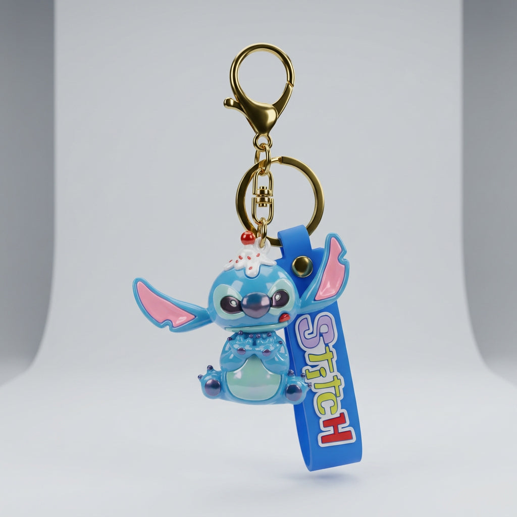 Stitch Cartoon Keychain – Cute Blue Character Key Ring