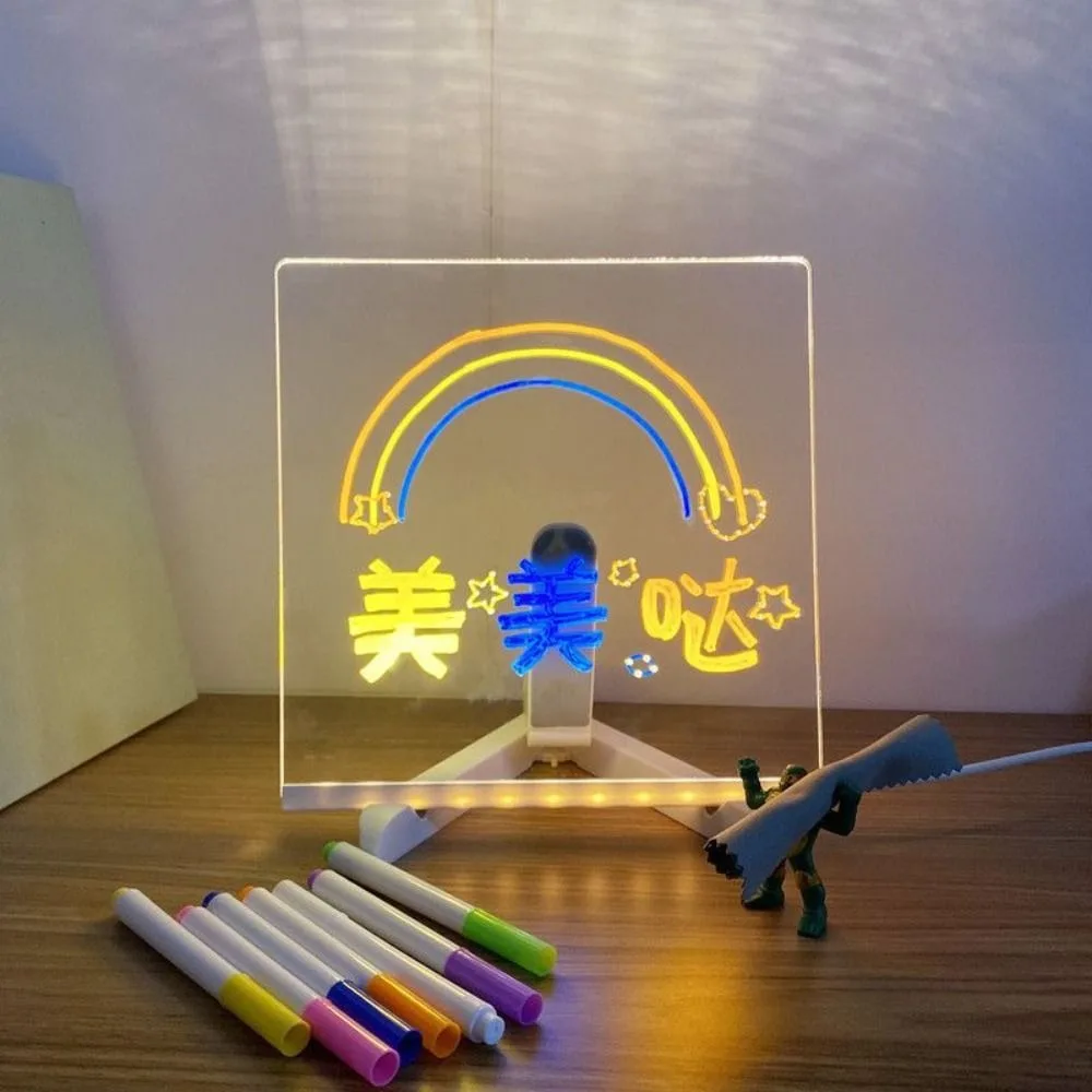 DIY LED Writing Board – Colorful Acrylic Note Pad with Stand & Reusable Pens
