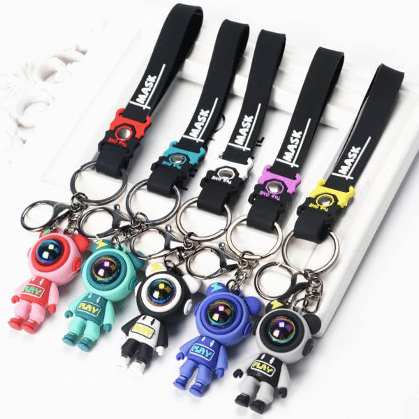 Small Size Silicone Astronaut Space Robot Keychain