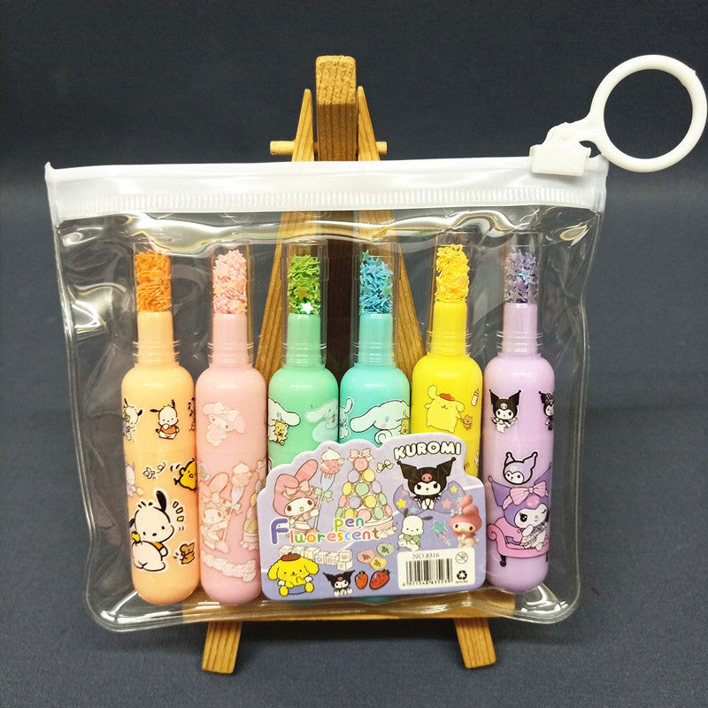 Sanrio line – Bottle Shape Mini Highlighter Set – Pack of 6