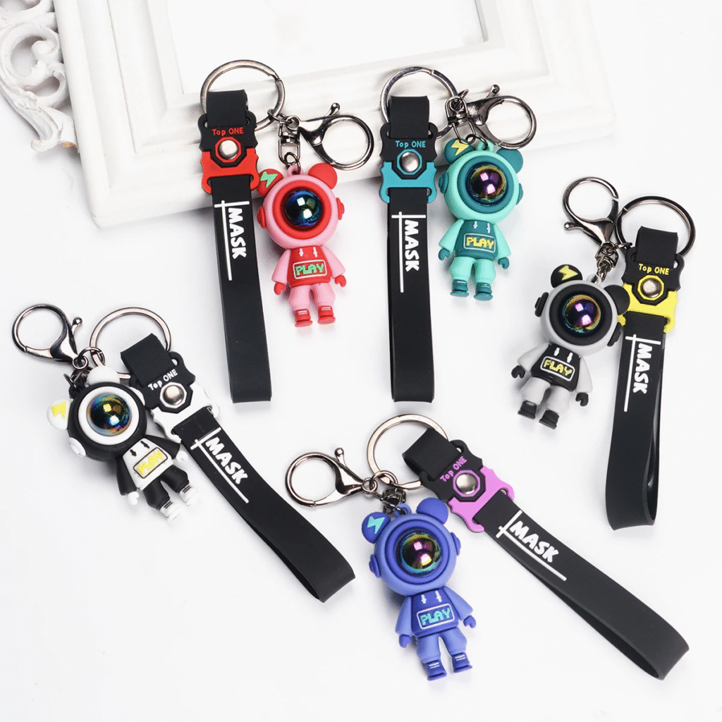 Small Size Silicone Astronaut Space Robot Keychain