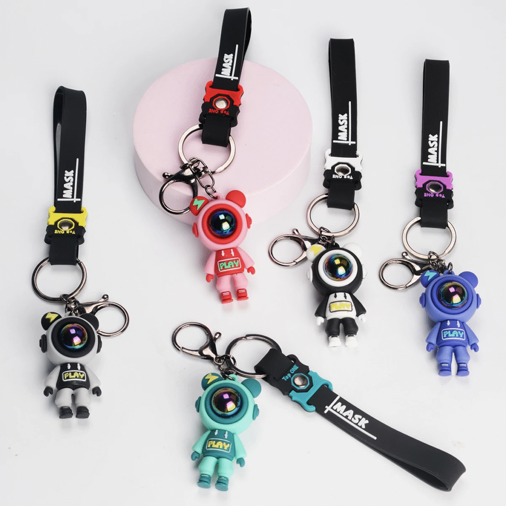 Small Size Silicone Astronaut Space Robot Keychain