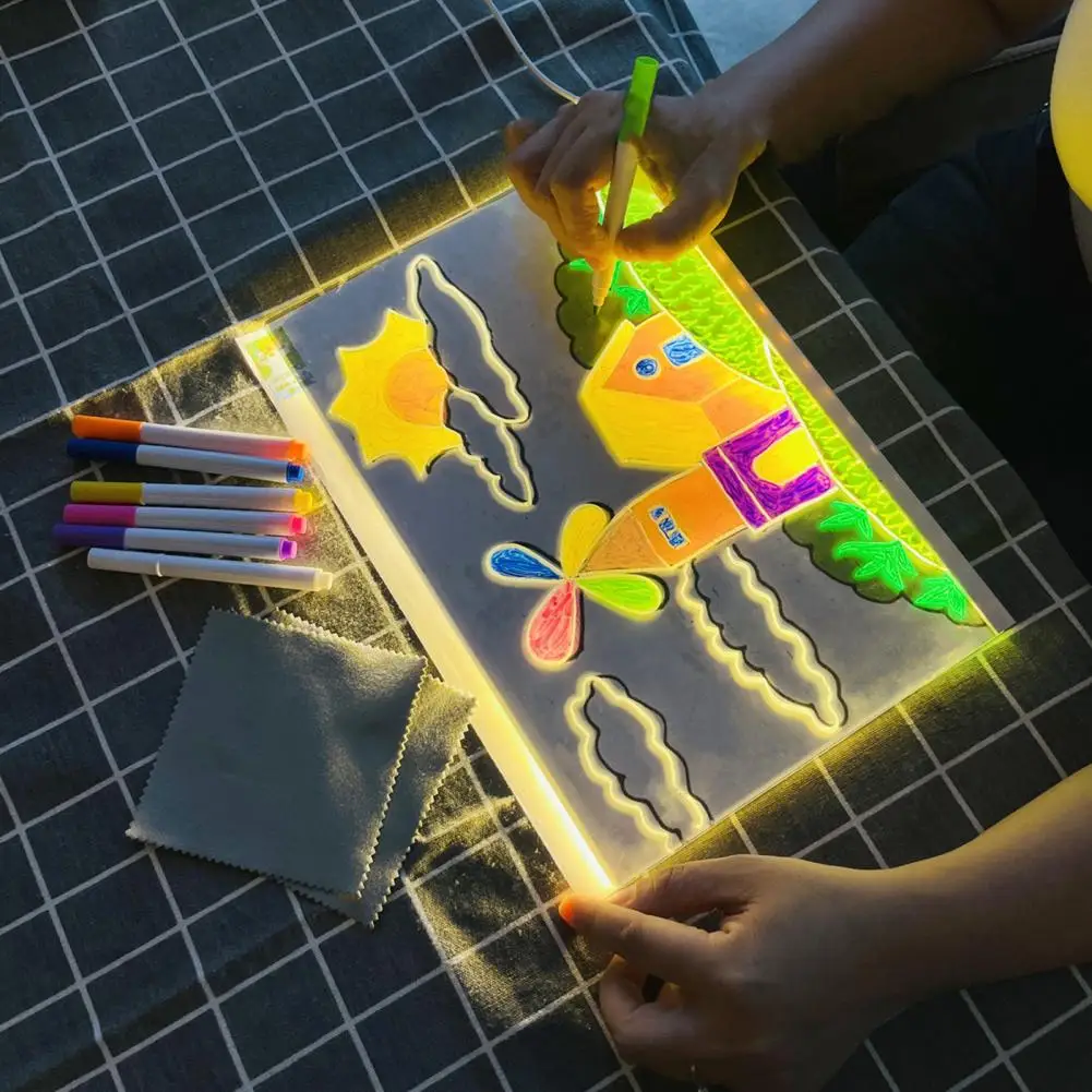 DIY LED Writing Board – Colorful Acrylic Note Pad with Stand & Reusable Pens