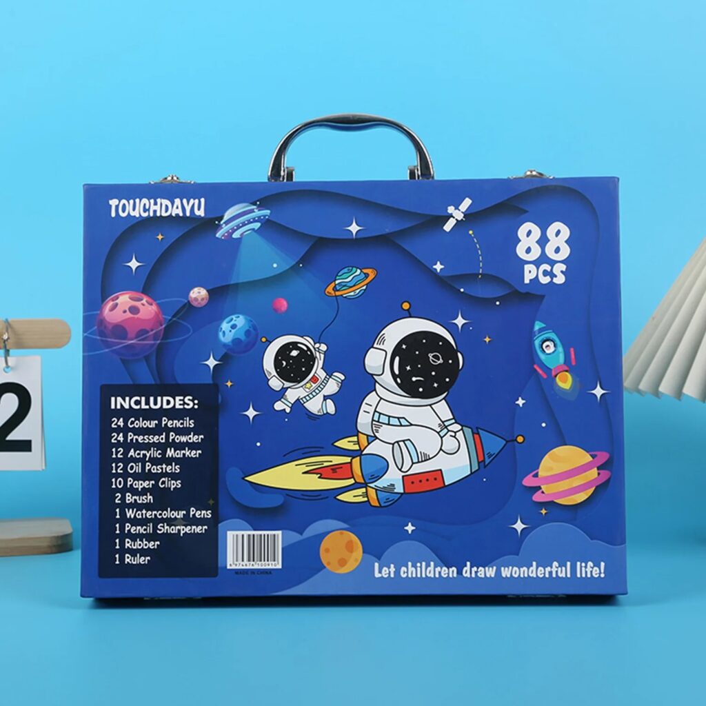 Non-Toxic Kids Art Set – Coloring, Drawing & Painting Kit – 88 Pcs