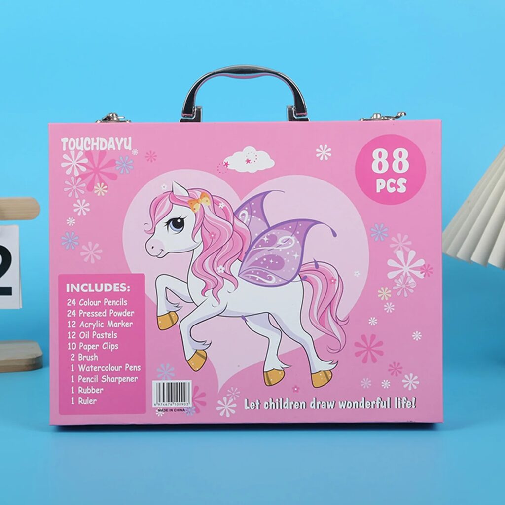 Non-Toxic Kids Art Set – Coloring, Drawing & Painting Kit – 88 Pcs